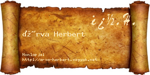 Árva Herbert névjegykártya